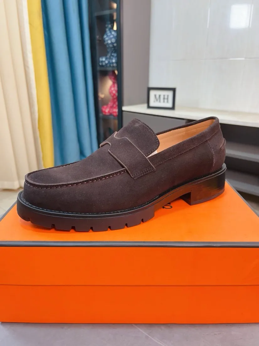 Men's shoes 💰458🌹🌹Niuli "HERMES" Hermès business leather shoes, original factory configuration, original imported frosted cowhide upper + luxury hardware logo + fully imported original customized cowhide lining, sole: rubber wear-resistant outsole, difficult craftsmanship, original factory follow-up goods, 🔍🔍high quality code number: 38-44 45 can be customized